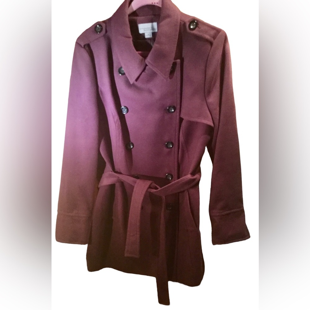 New💕 Belted Pea Coat Jacket Double Breasted  Sz 16